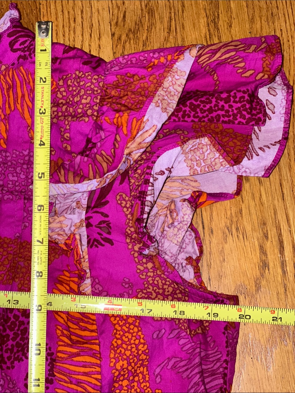 Sugarlips Hot Pink and Orange Animal-Print Ruffle-Shoulder Midi Dress size small - Picture 12 of 12